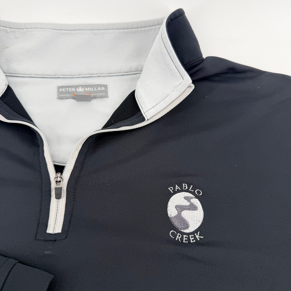 Peter Millar Crown Sport Mens Black Pablo Creek Golf 1/4 Zip Pullover MS14EK40